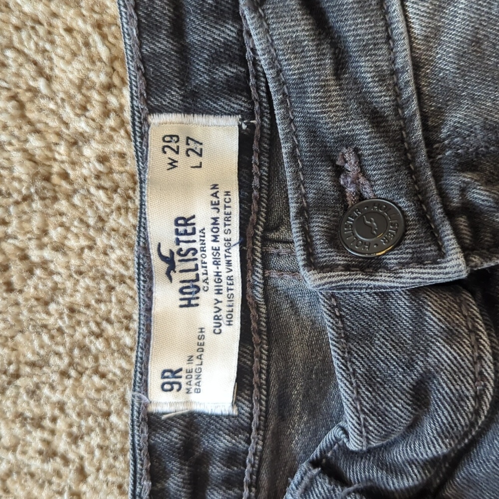 Hollister 9R 29/27 Curvy High Rise Mom Jeans Vintage Stretch Faded Black / Gray